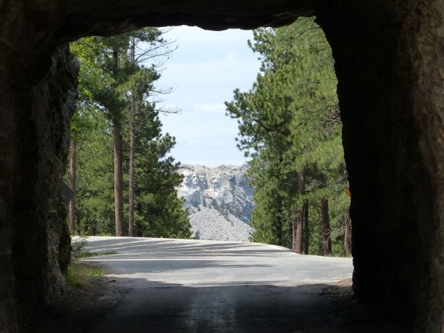 Yep, the tunnel lines up perfectly with Mt. Rushmore